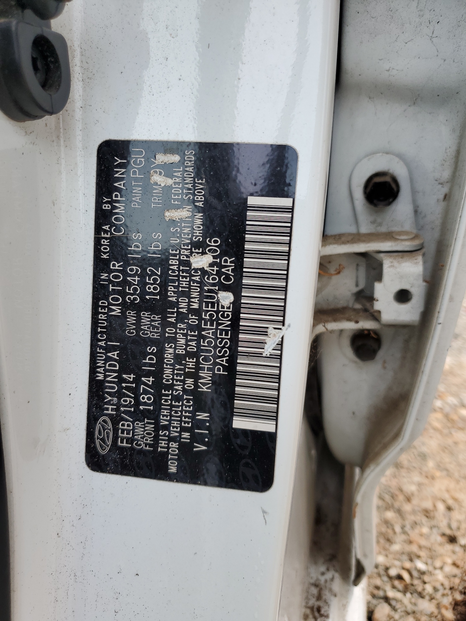 KMHCU5AE5EU164106 2014 Hyundai Accent Gls