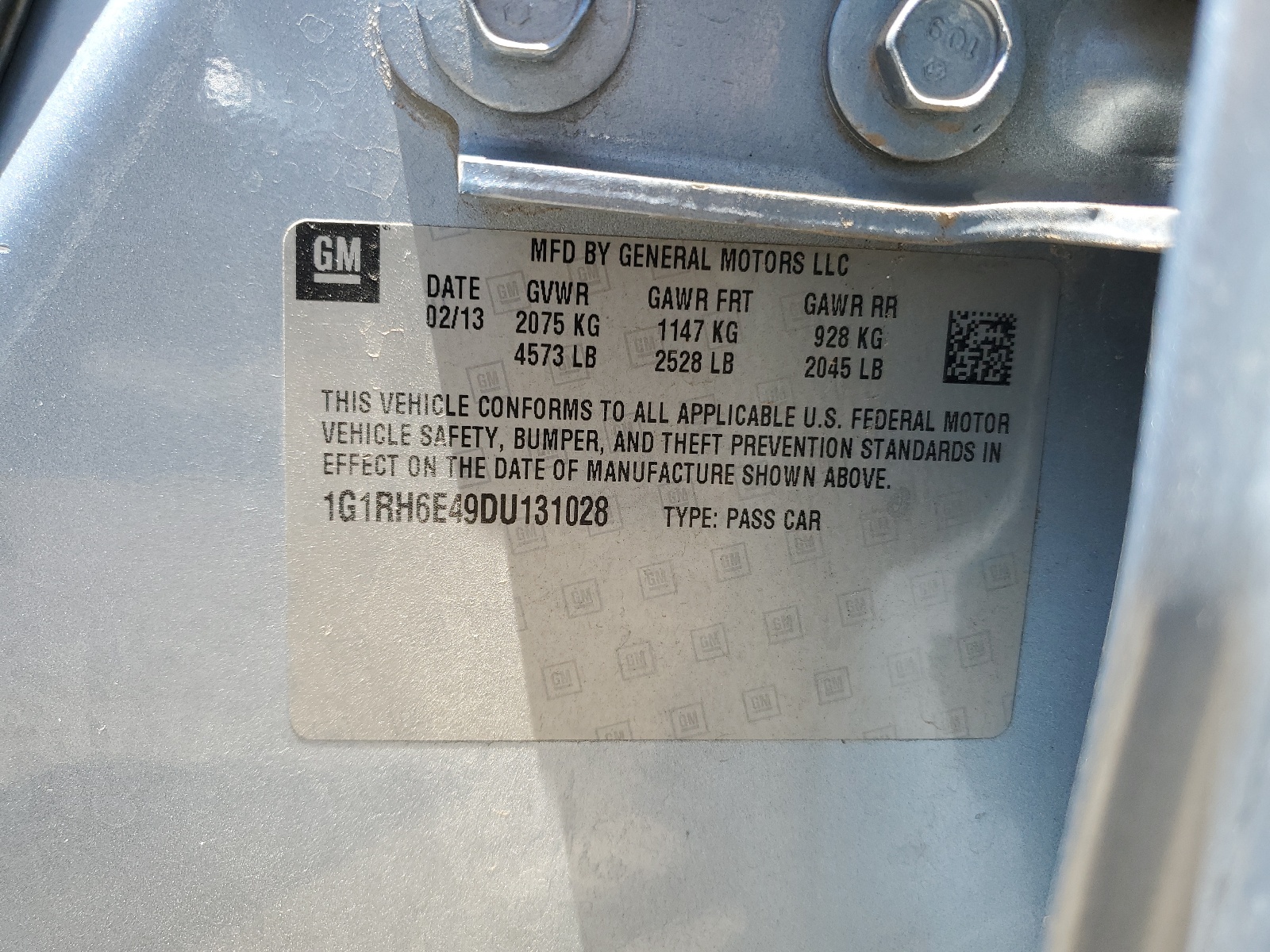 1G1RH6E49DU131028 2013 Chevrolet Volt