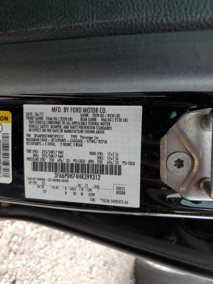 2017 Ford Fusion Se VIN: 3FA6P0H74HR399312 Lot: 63459624