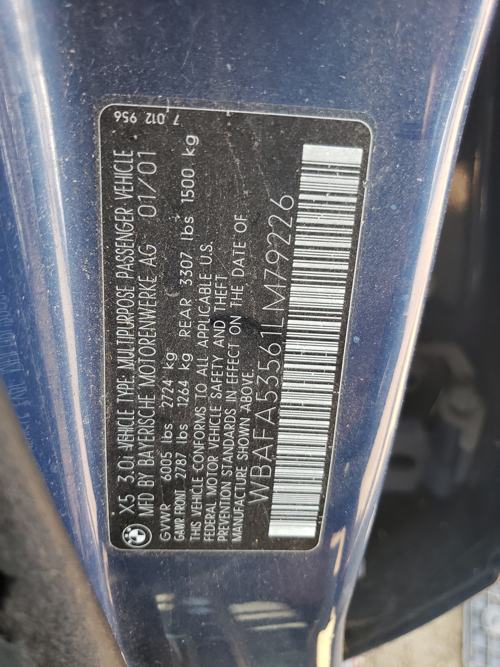 WBAFA53561LM79226 2001 BMW X5 3.0I