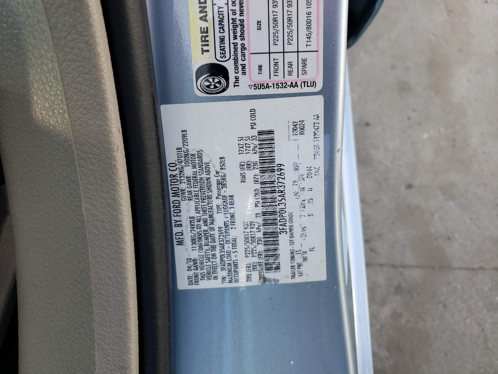 3FADP0L35AR372699 2010 Ford Fusion Hybrid