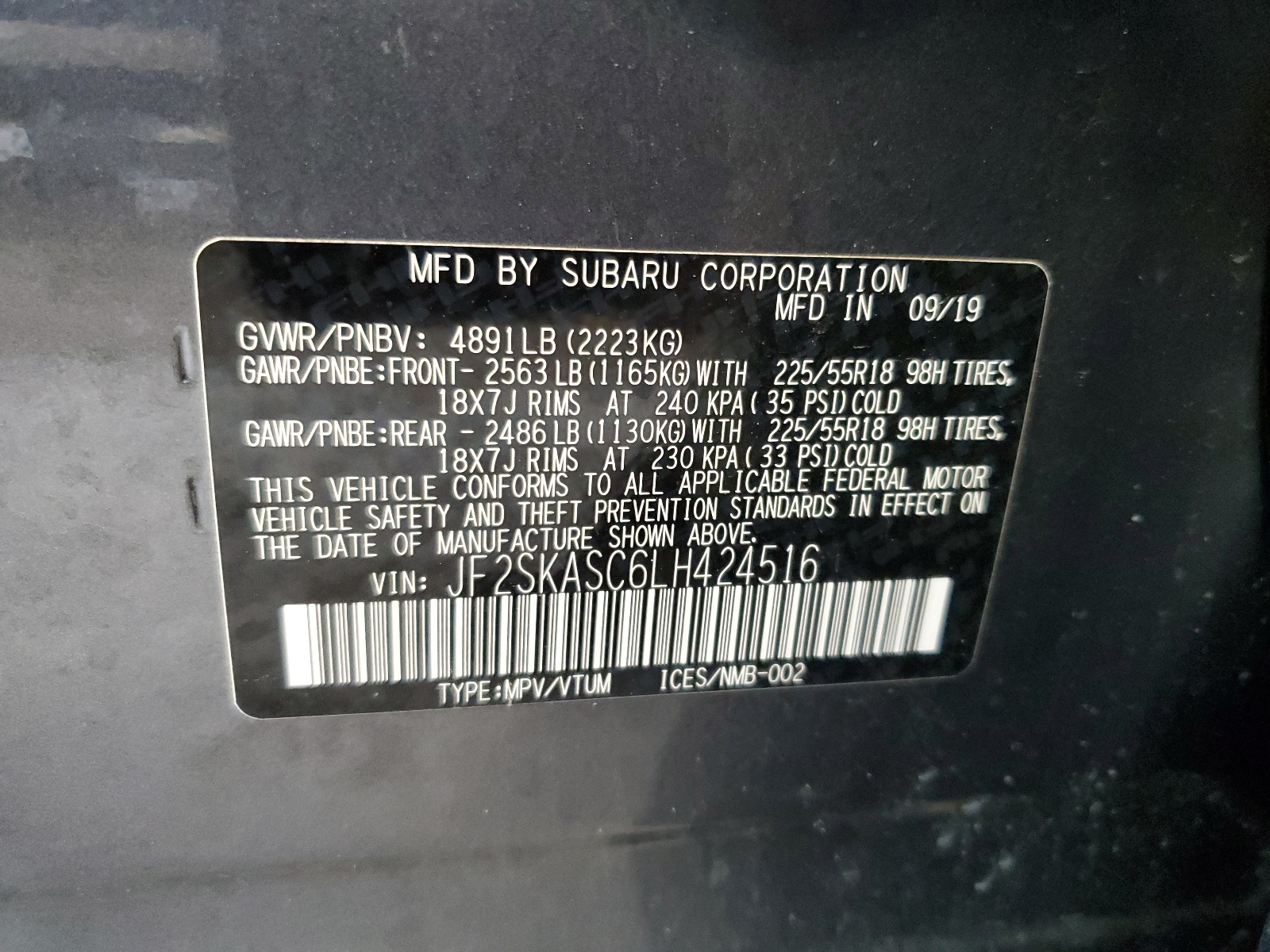 JF2SKASC6LH424516 2020 Subaru Forester Limited