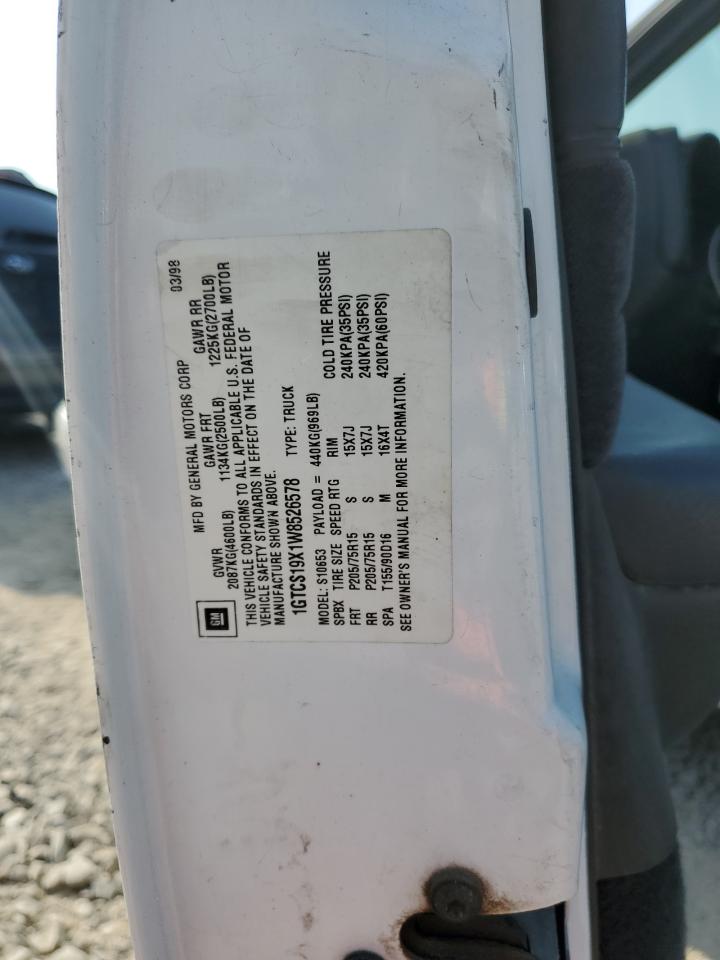 1998 GMC Sonoma VIN: 1GTCS19X1W8526578 Lot: 64148104