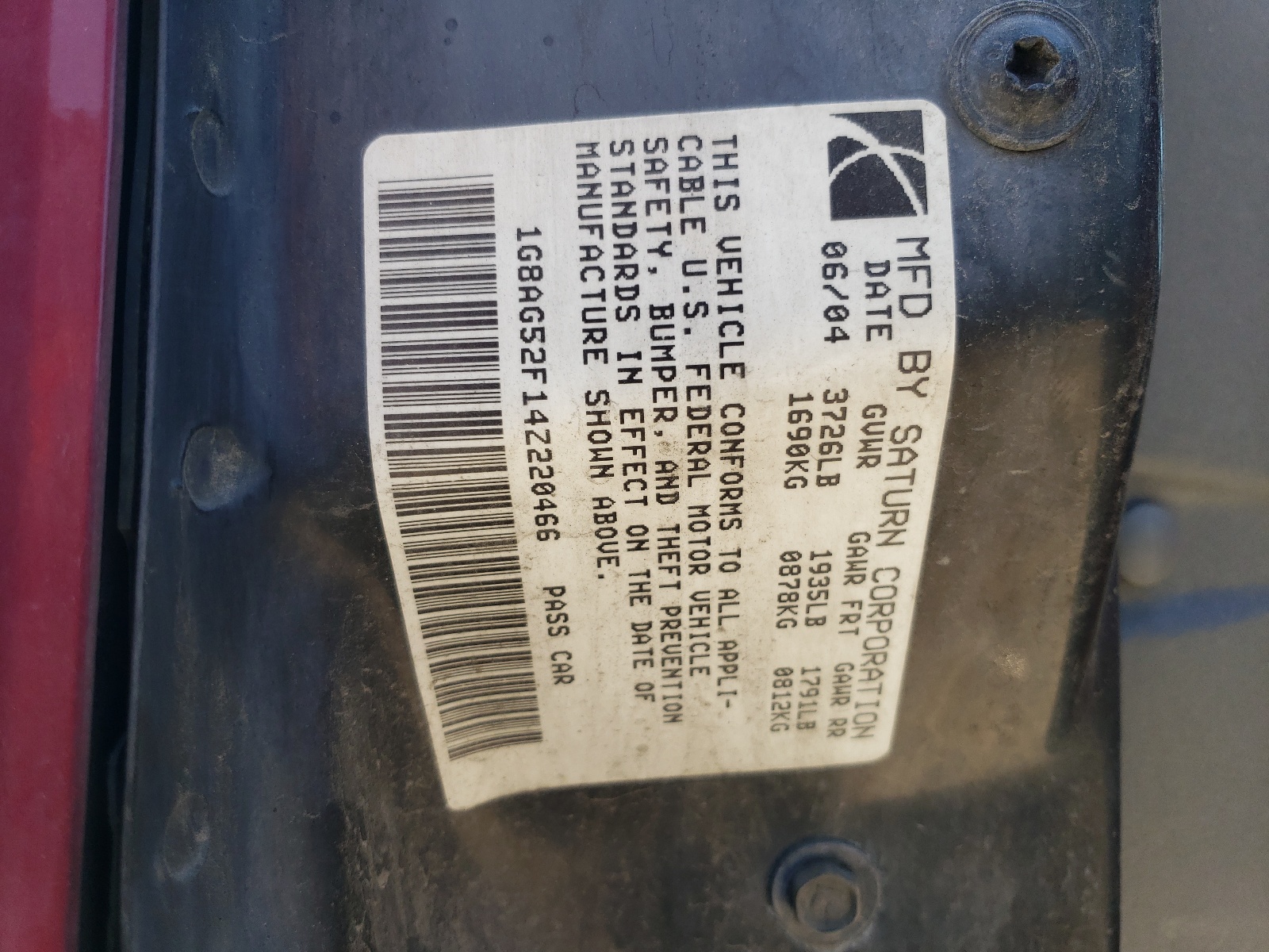 1G8AG52F14Z220466 2004 Saturn Ion Level 1