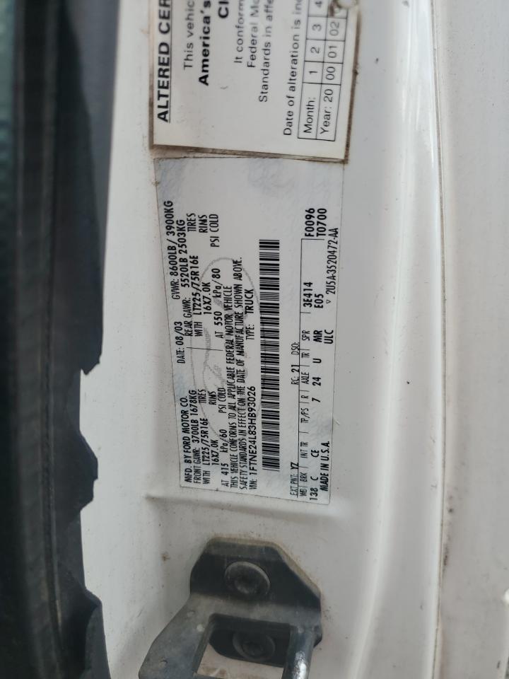 2003 Ford Econoline E250 Van VIN: 1FTNE24L83HB93026 Lot: 64217324