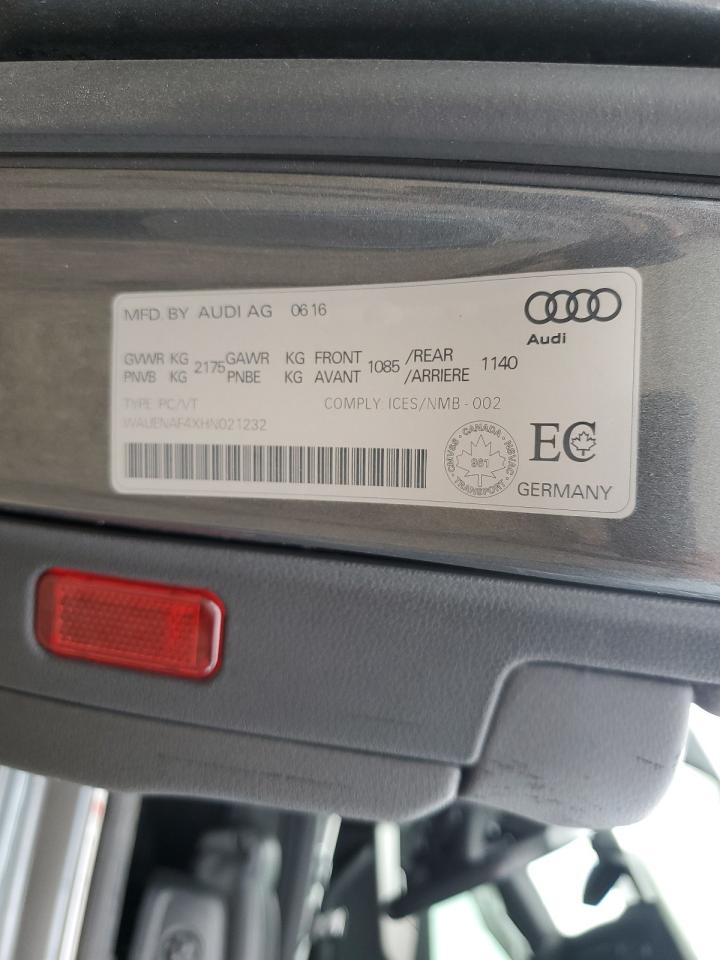 2017 Audi A4 Premium Plus VIN: WAUENAF4XHN021232 Lot: 62055164