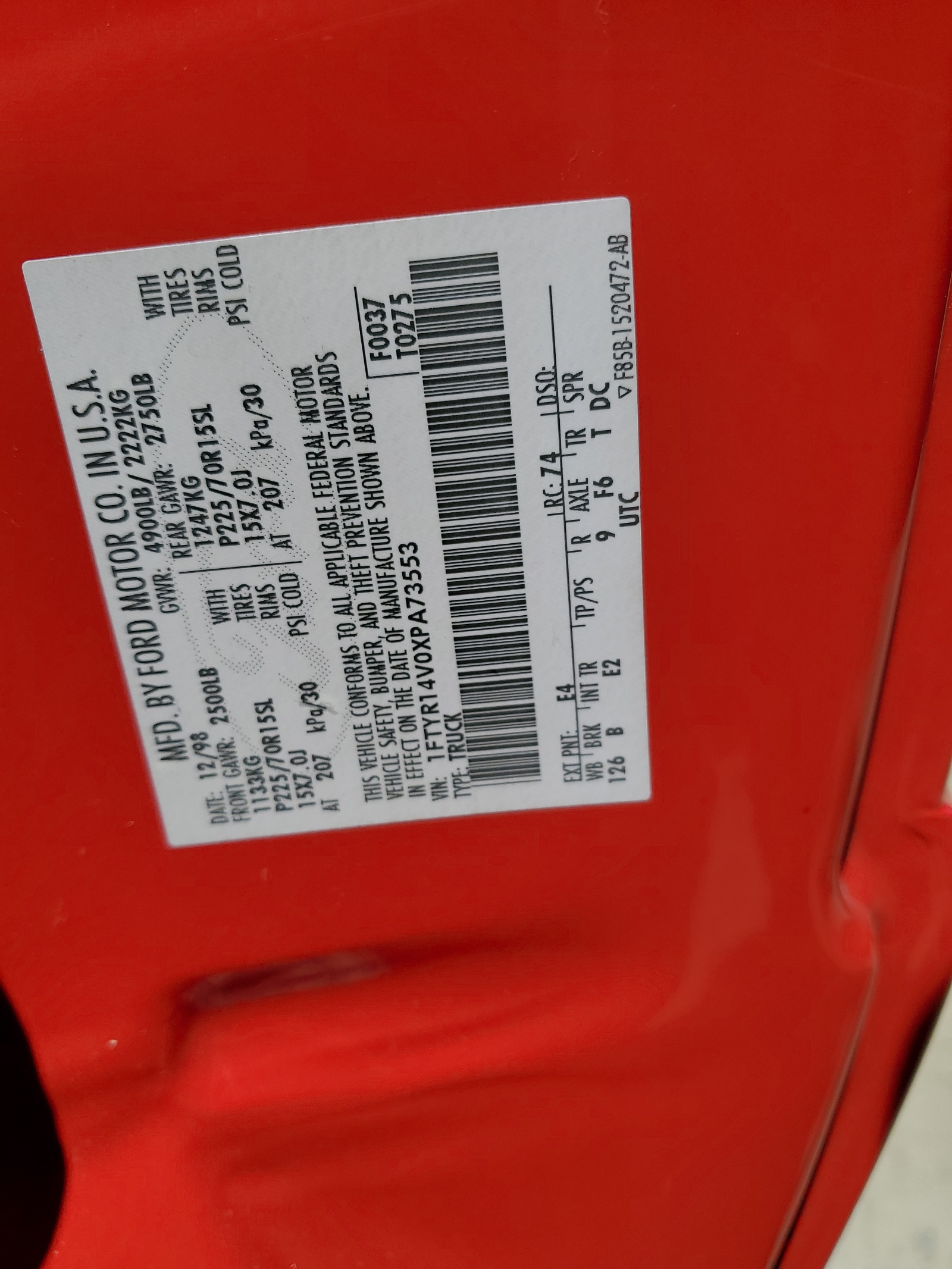 1FTYR14V0XPA73553 1999 Ford Ranger Super Cab