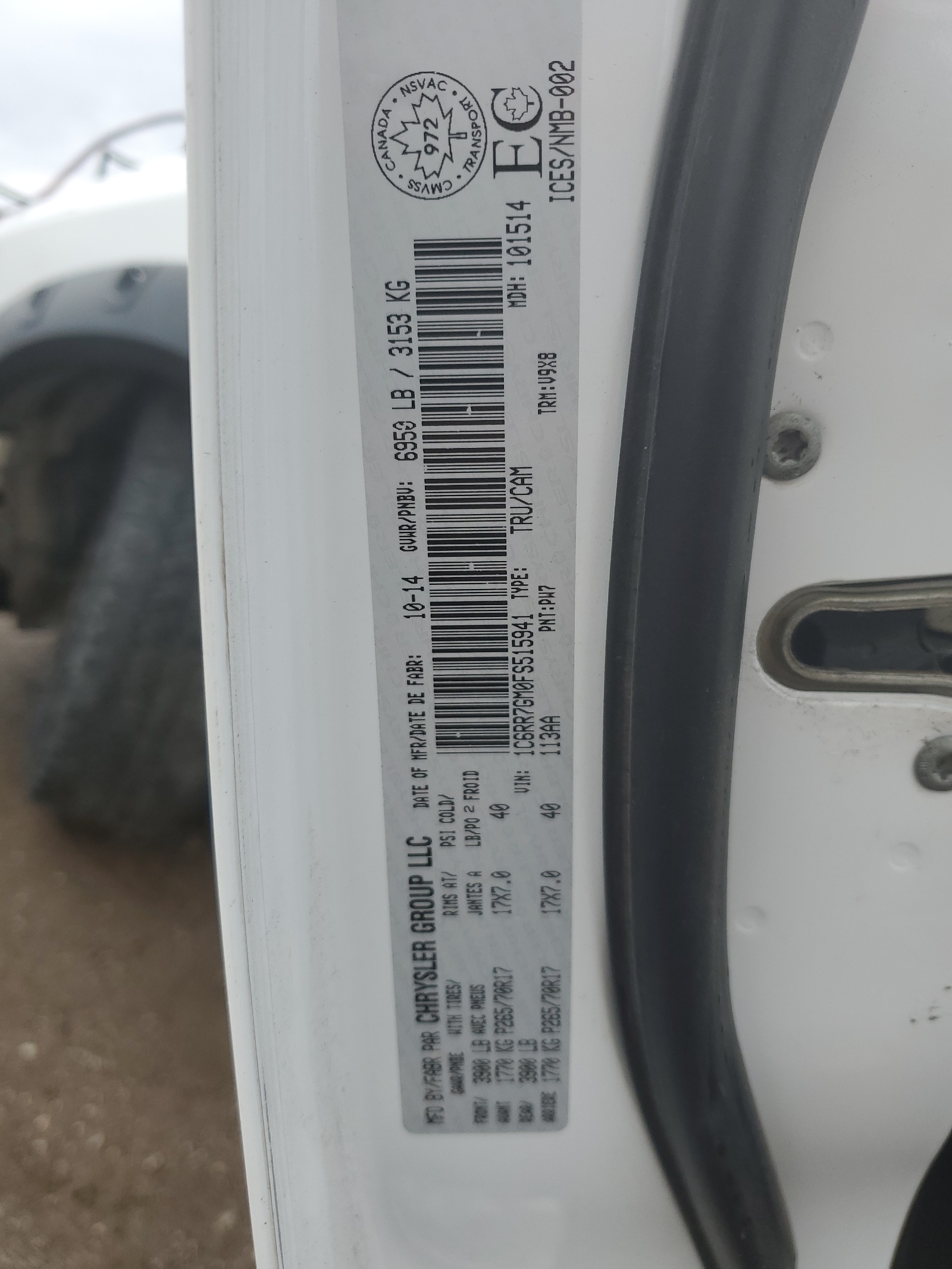 1C6RR7GM0FS515941 2015 Ram 1500 Slt