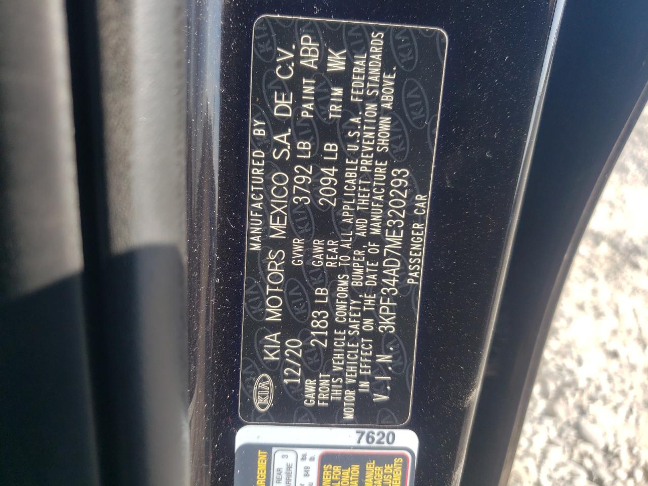 2021 Kia Forte Gt Line VIN: 3KPF34AD7ME320293 Lot: 63631234