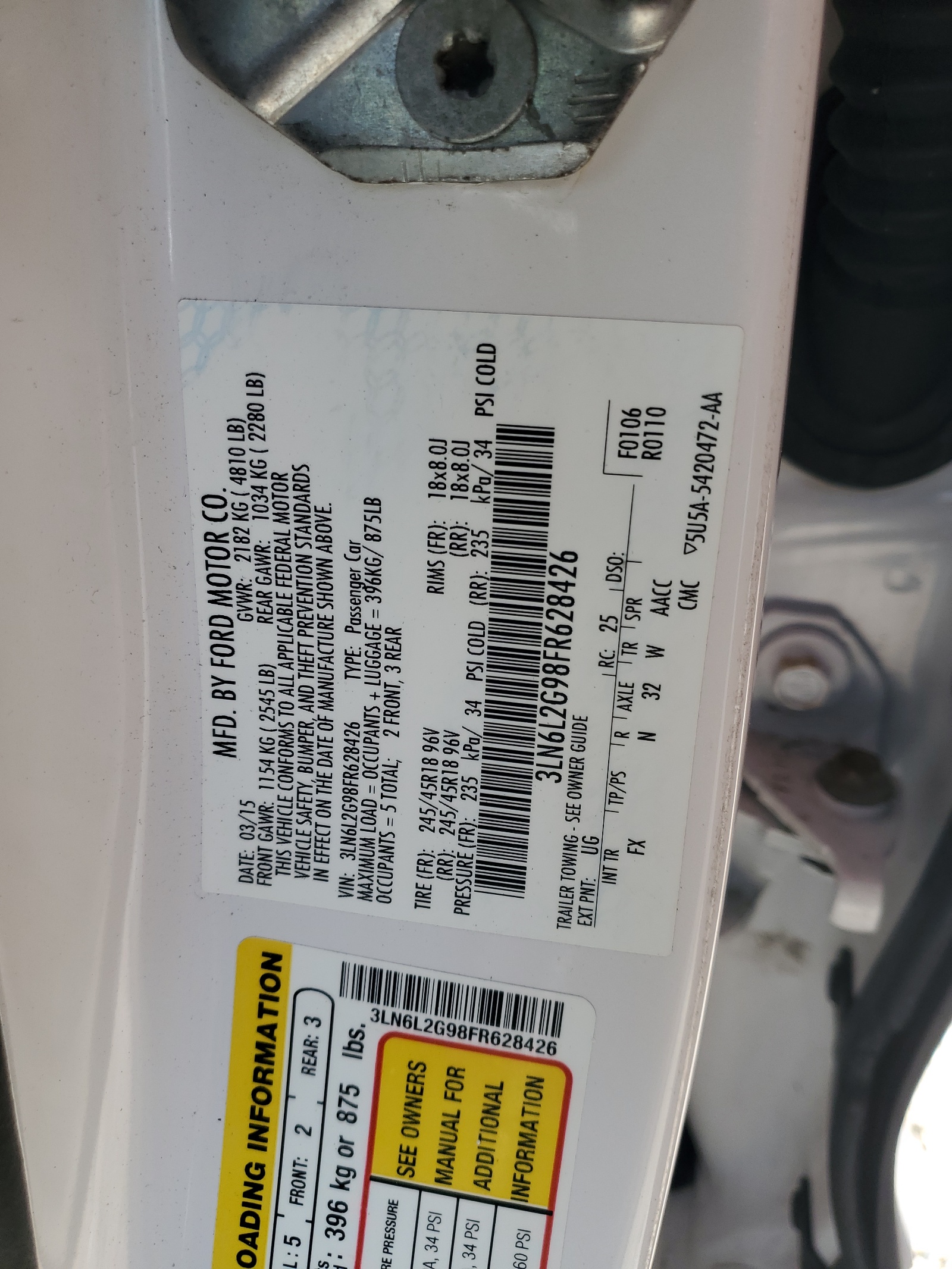 3LN6L2G98FR628426 2015 Lincoln Mkz