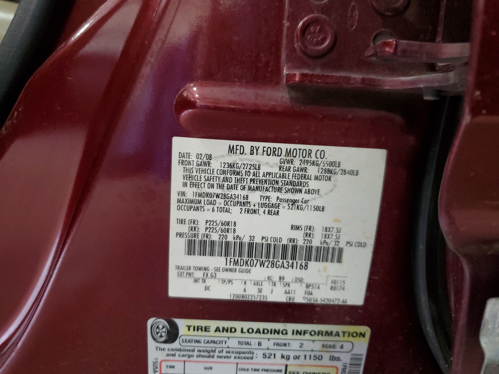 1FMDK07W28GA34168 2008 Ford Taurus X Eddie Bauer