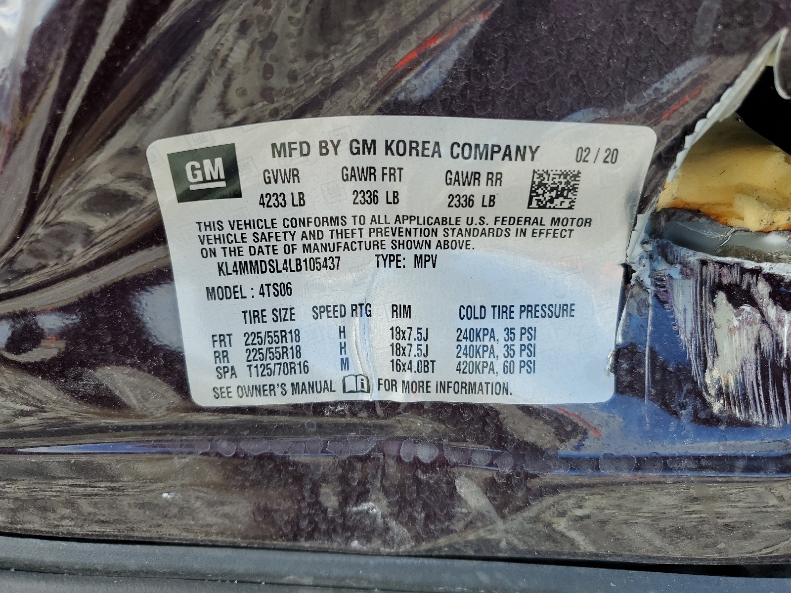 KL4MMDSL4LB105437 2020 Buick Encore Gx Select