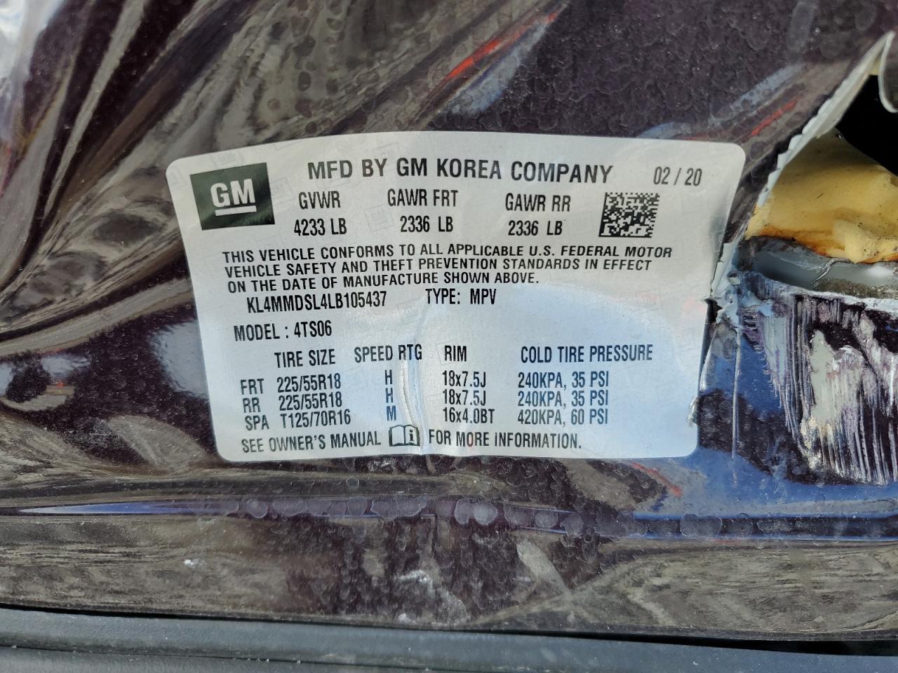 2020 Buick Encore Gx Select VIN: KL4MMDSL4LB105437 Lot: 62536774