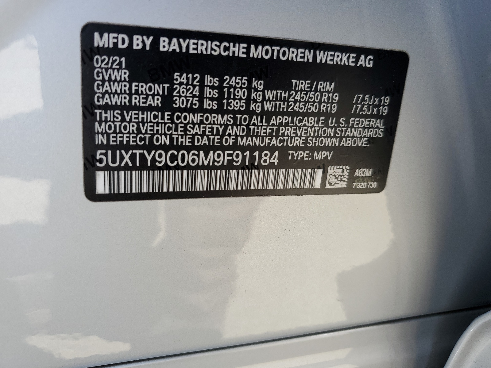 5UXTY9C06M9F91184 2021 BMW X3 xDrivem40I