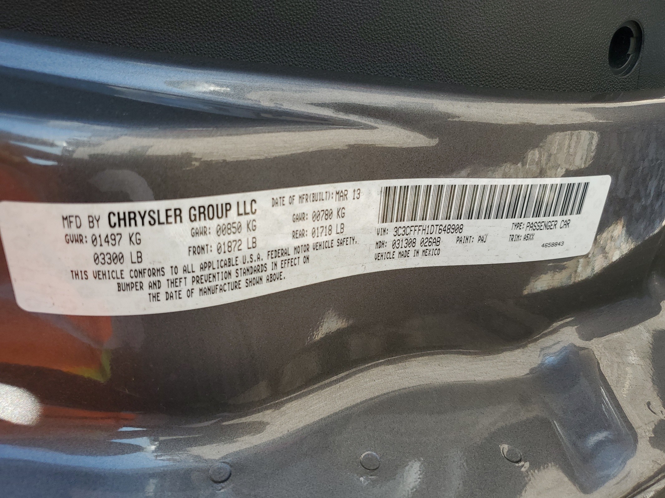 3C3CFFFH1DT648908 2013 Fiat 500 Abarth