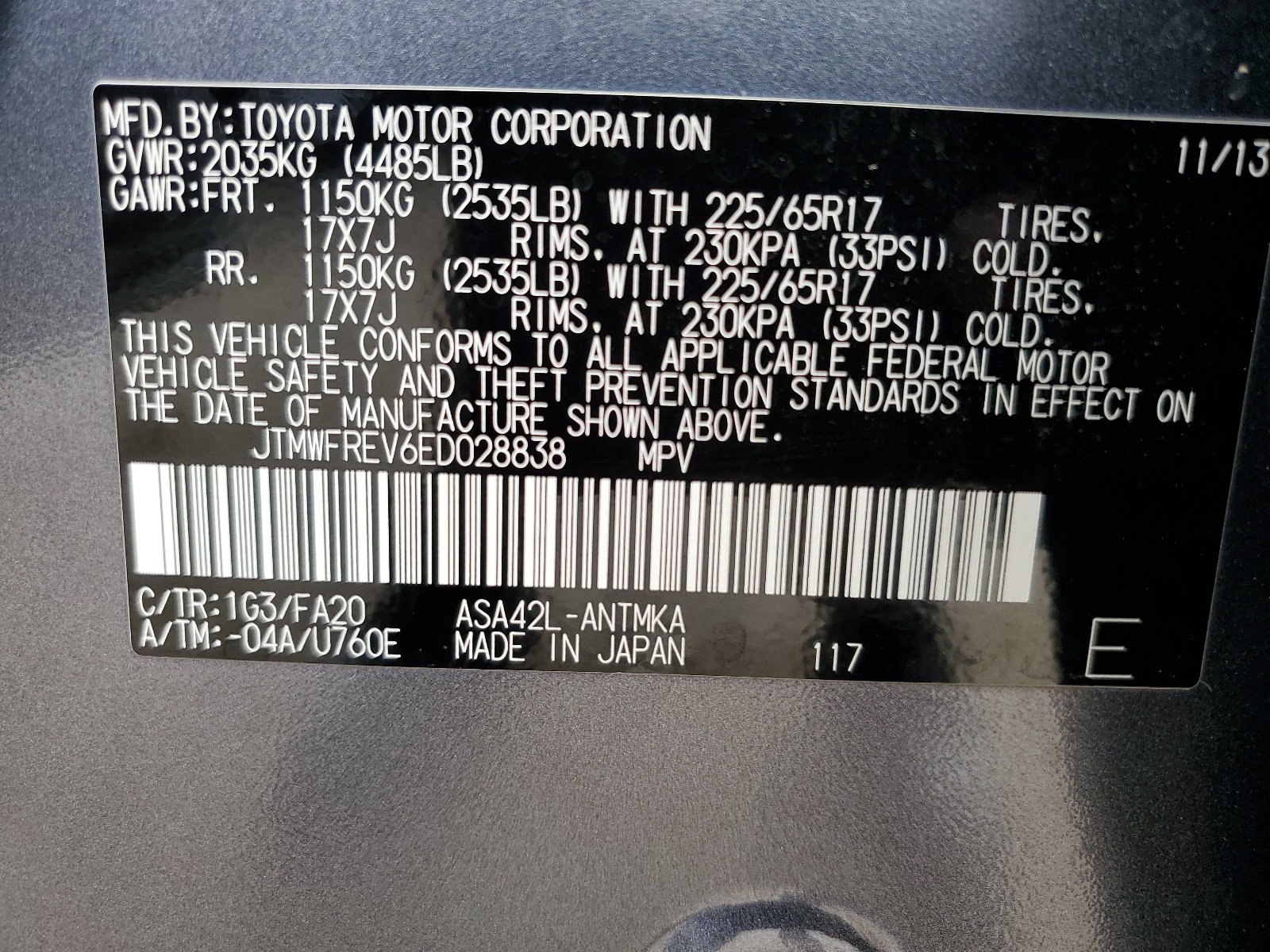 JTMWFREV6ED028838 2014 Toyota Rav4 Xle