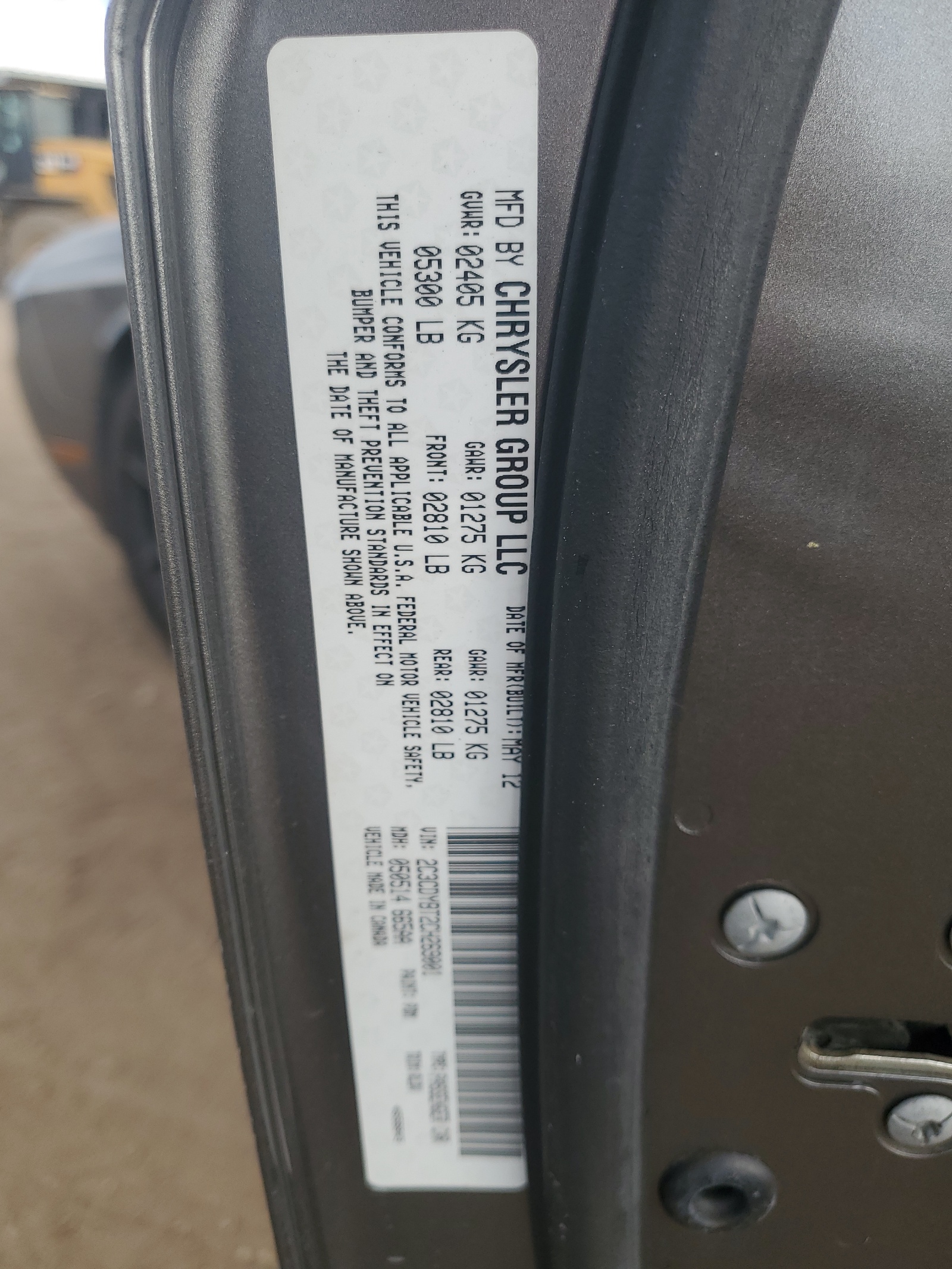 2C3CDYBT2CH269001 2012 Dodge Challenger R/T