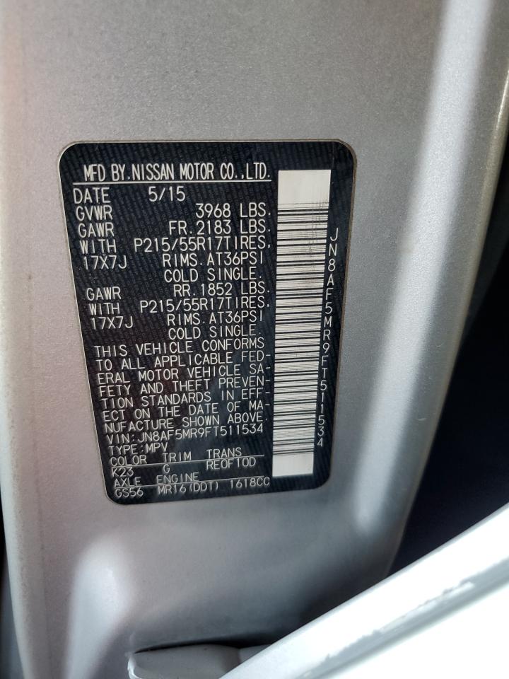 2015 Nissan Juke S VIN: JN8AF5MR9FT511534 Lot: 62076744