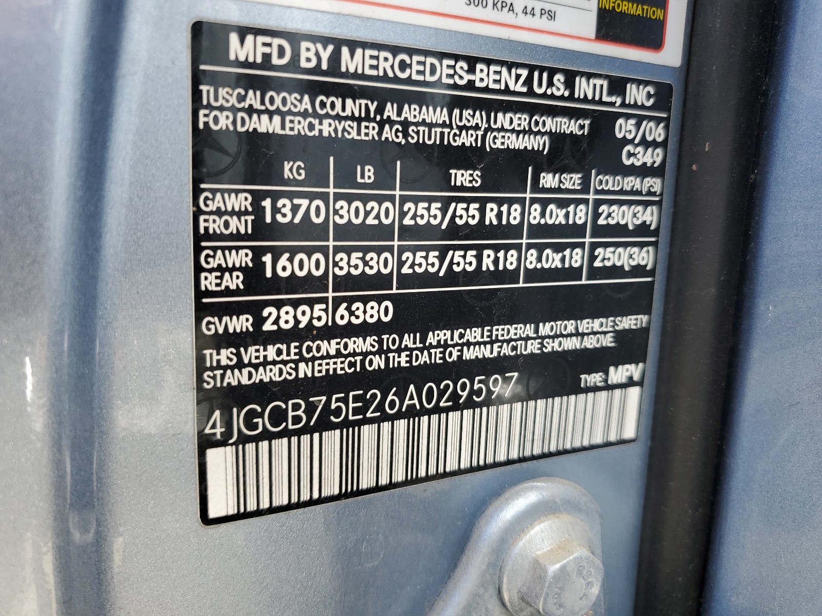 4JGCB75E26A029597 2006 Mercedes-Benz R 500