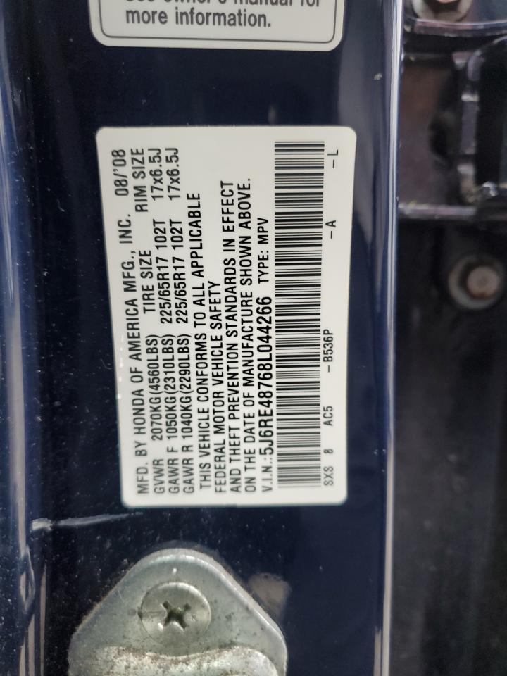 2008 Honda Cr-V Exl VIN: 5J6RE48768L044266 Lot: 63900954