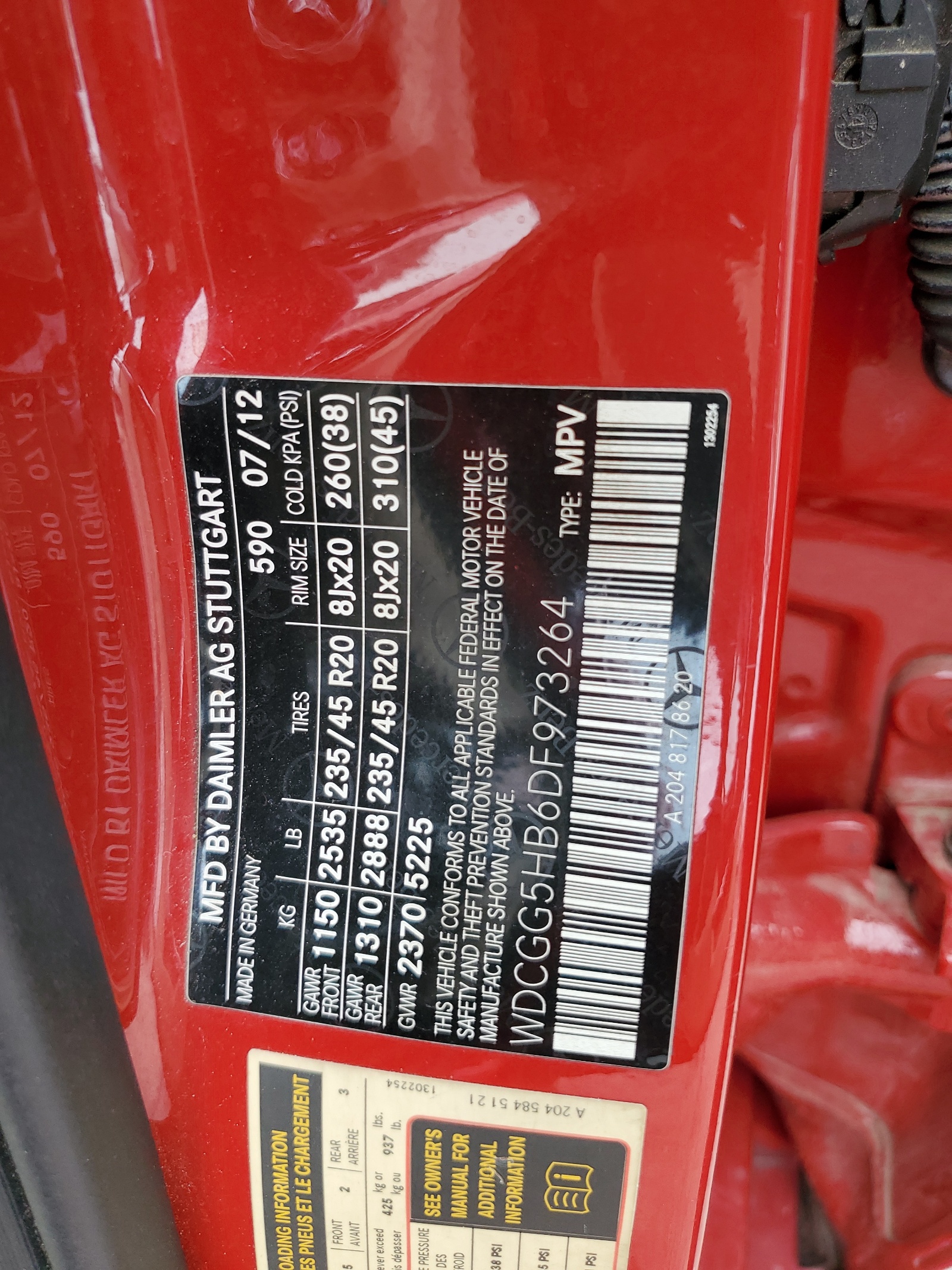 WDCGG5HB6DF973264 2013 Mercedes-Benz Glk 350