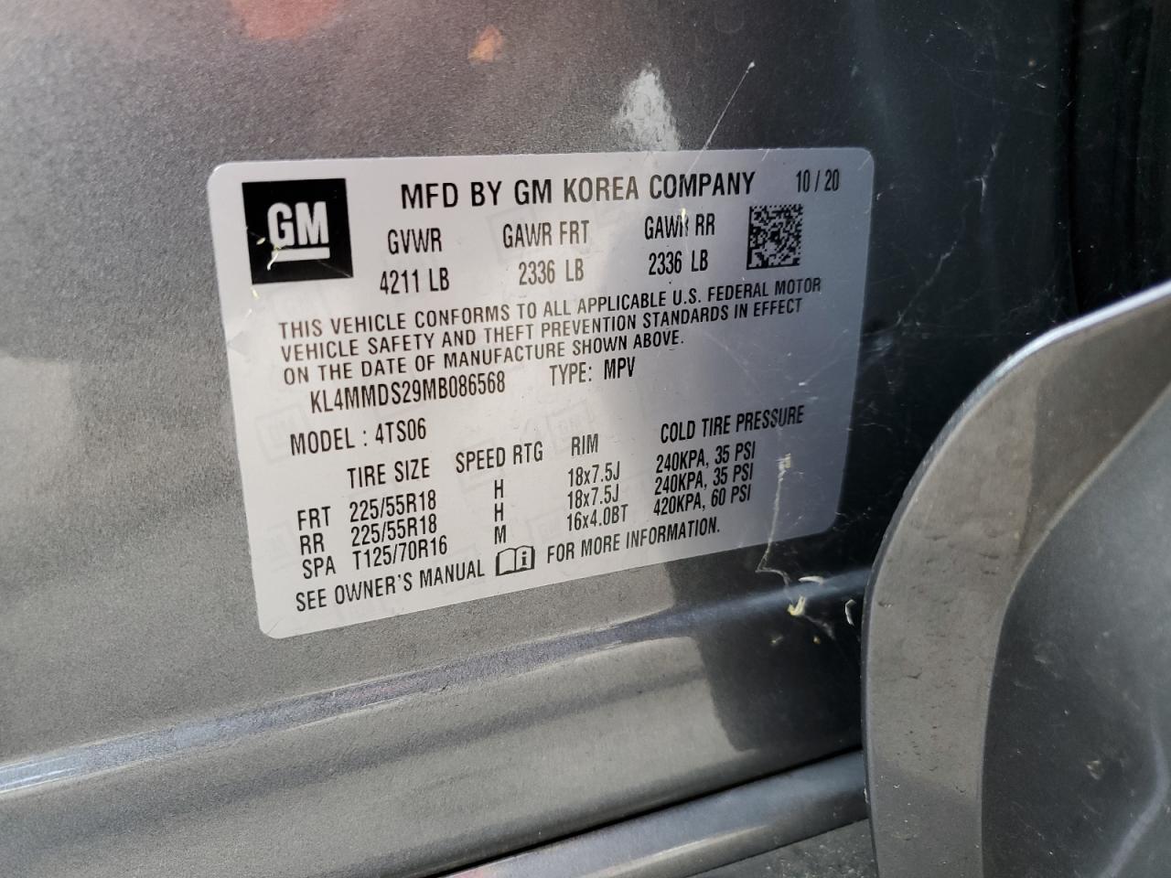 2021 Buick Encore Gx Select VIN: KL4MMDS29MB086568 Lot: 62365644