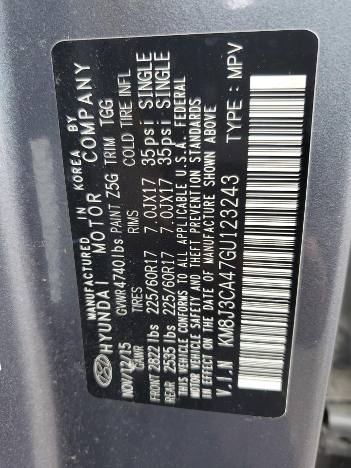 2016 Hyundai Tucson Limited VIN: KM8J3CA47GU123243 Lot: 61506064