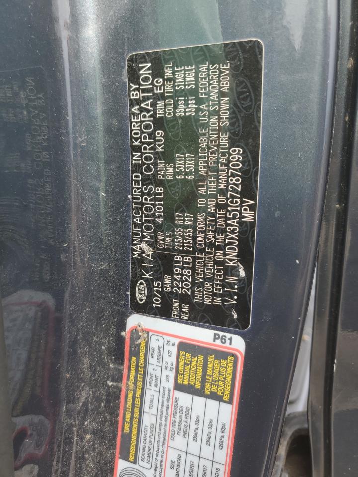 2016 Kia Soul ! VIN: KNDJX3A51G7287099 Lot: 61827014