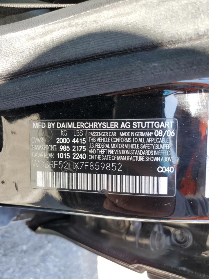 2007 Mercedes-Benz C 230 VIN: WDBRF52HX7F859852 Lot: 63022834