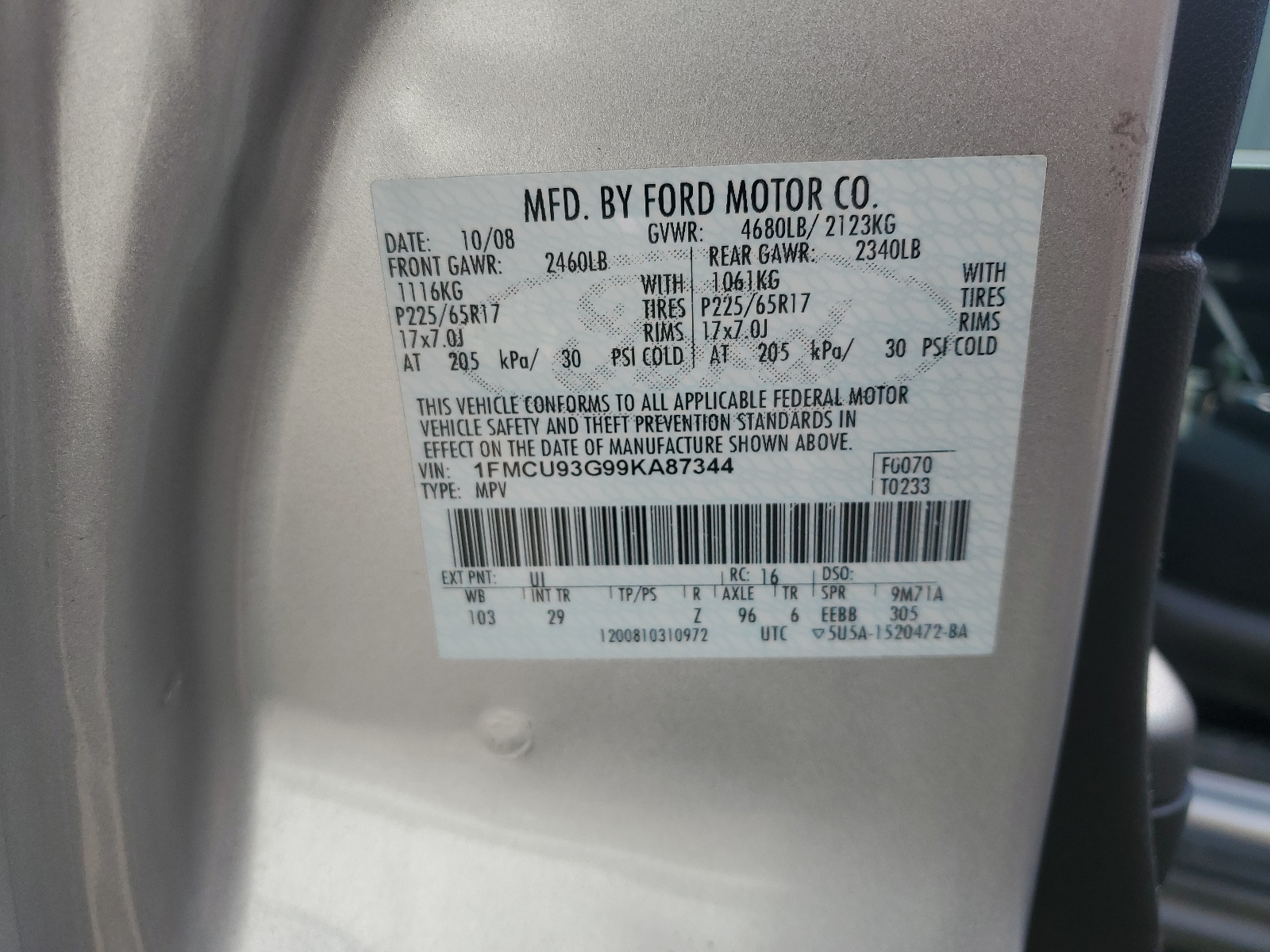 1FMCU93G99KA87344 2009 Ford Escape Xlt