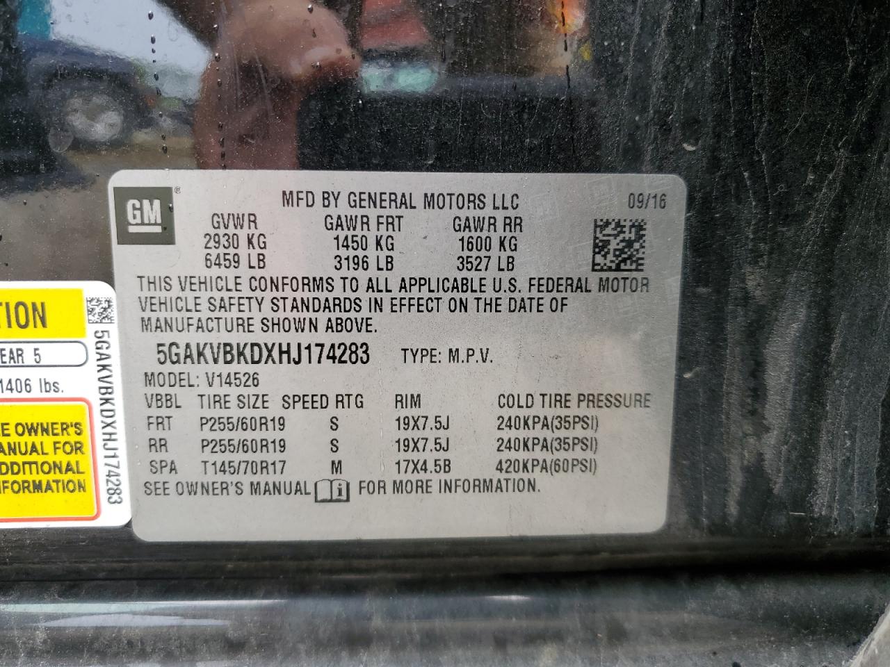 2017 Buick Enclave VIN: 5GAKVBKDXHJ174283 Lot: 63744224