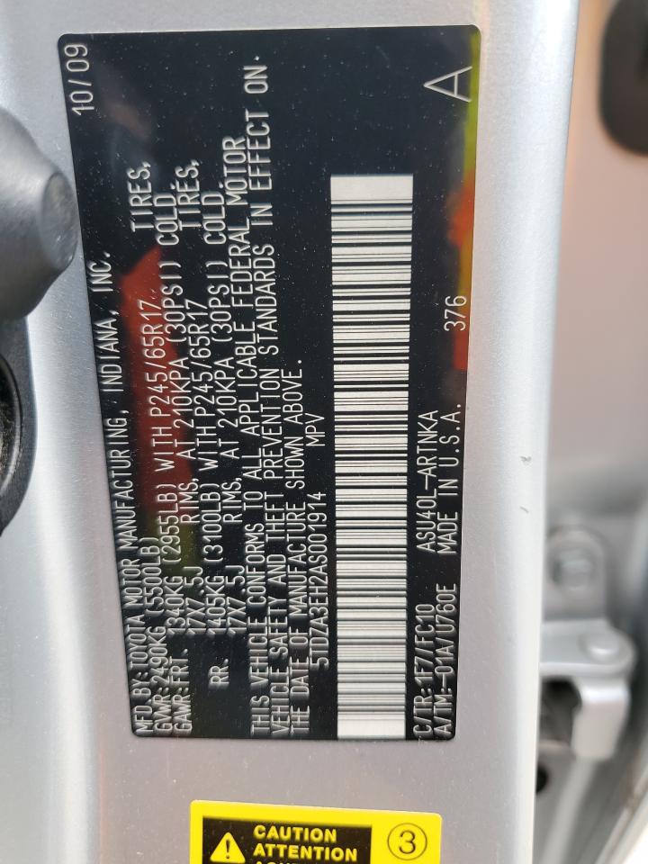 2010 Toyota Highlander VIN: 5TDZA3EH2AS001914 Lot: 64029724