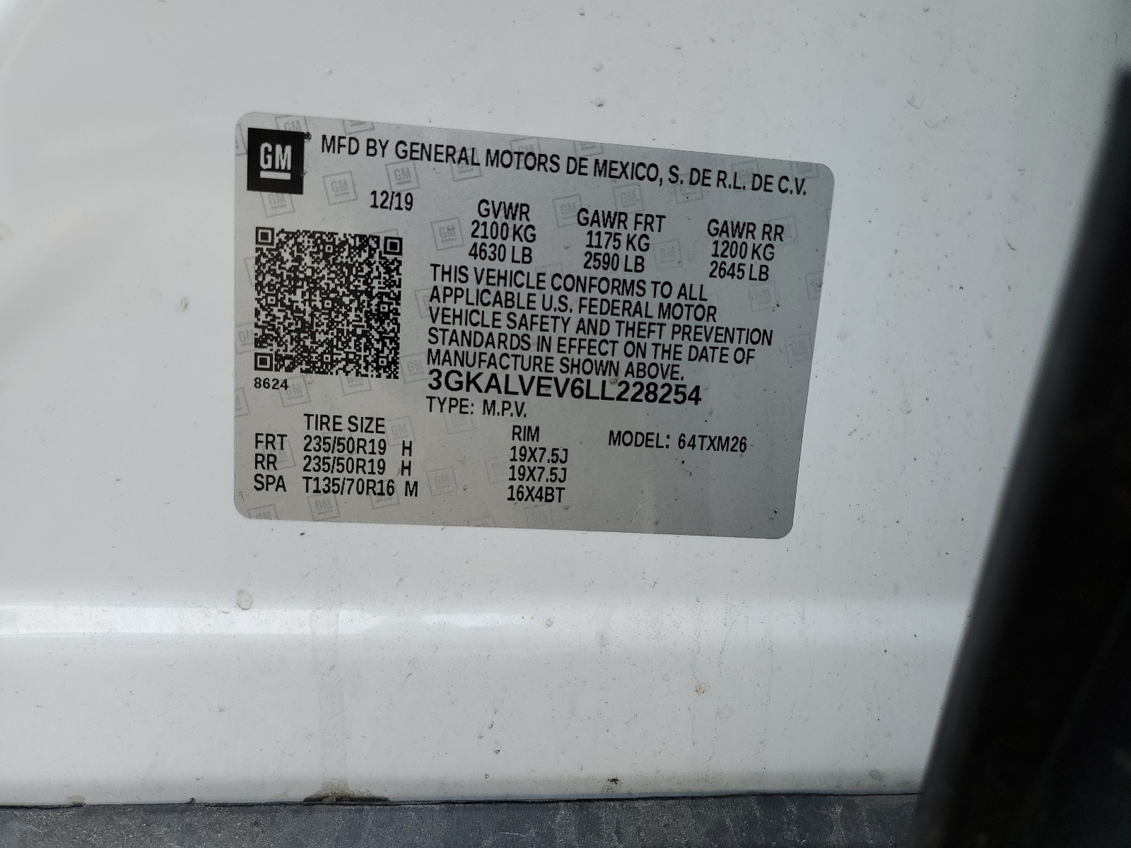 3GKALVEV6LL228254 2020 GMC Terrain Slt
