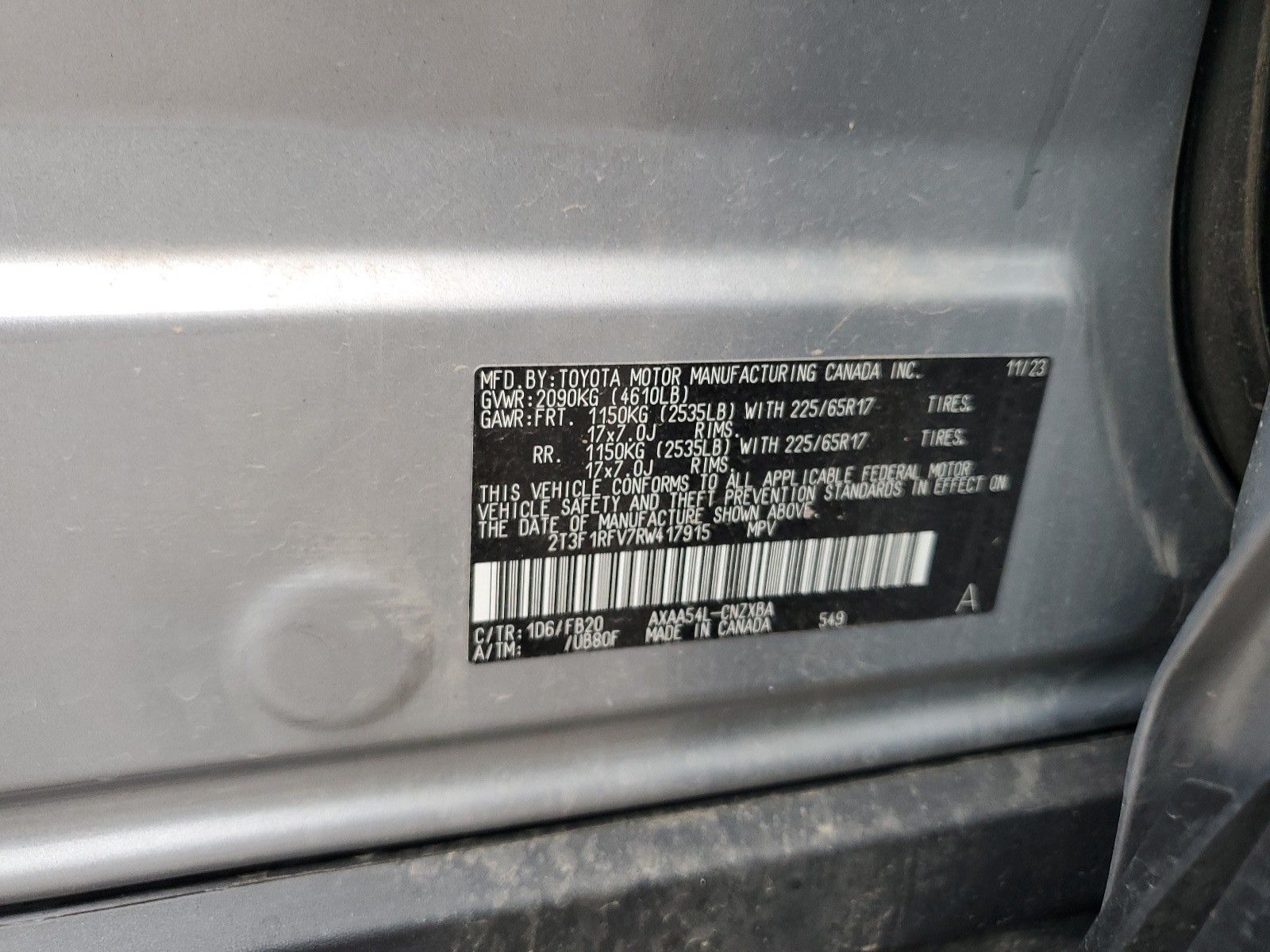 2T3F1RFV7RW417915 2024 Toyota Rav4 Le