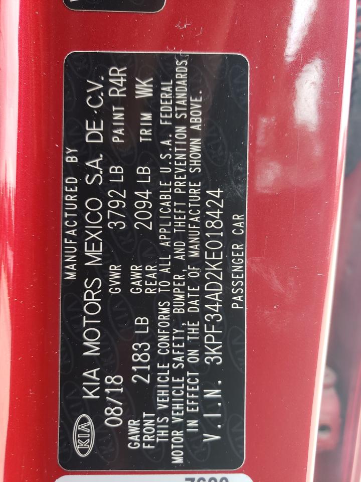 2019 Kia Forte Gt Line VIN: 3KPF34AD2KE018424 Lot: 62256424