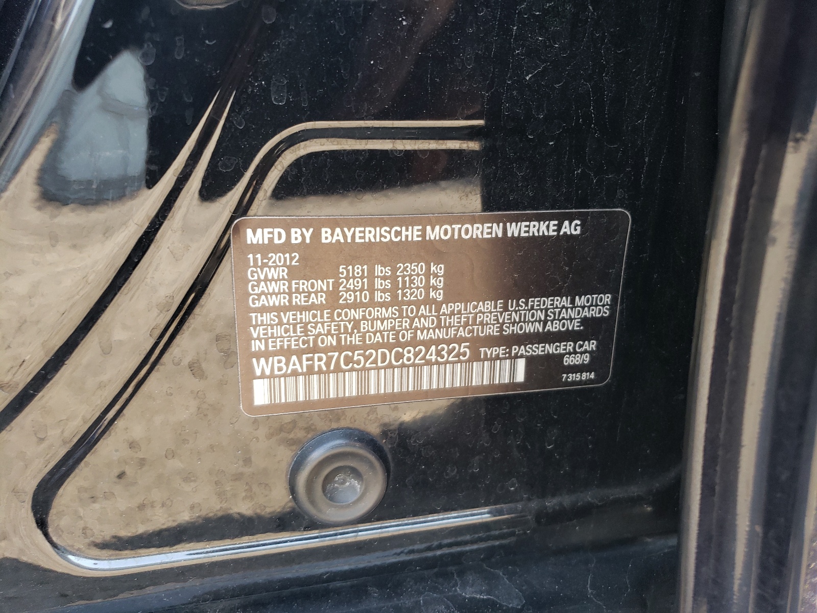 WBAFR7C52DC824325 2013 BMW 535 I