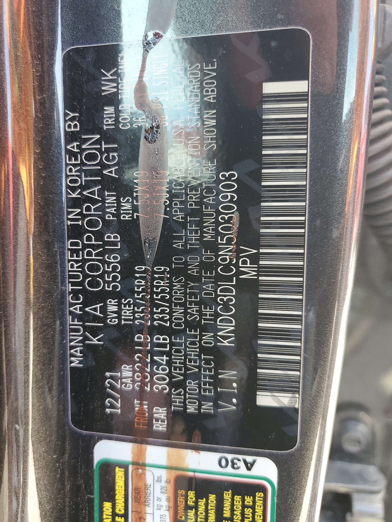 KNDC3DLC9N5030903 2022 Kia Ev6 Light