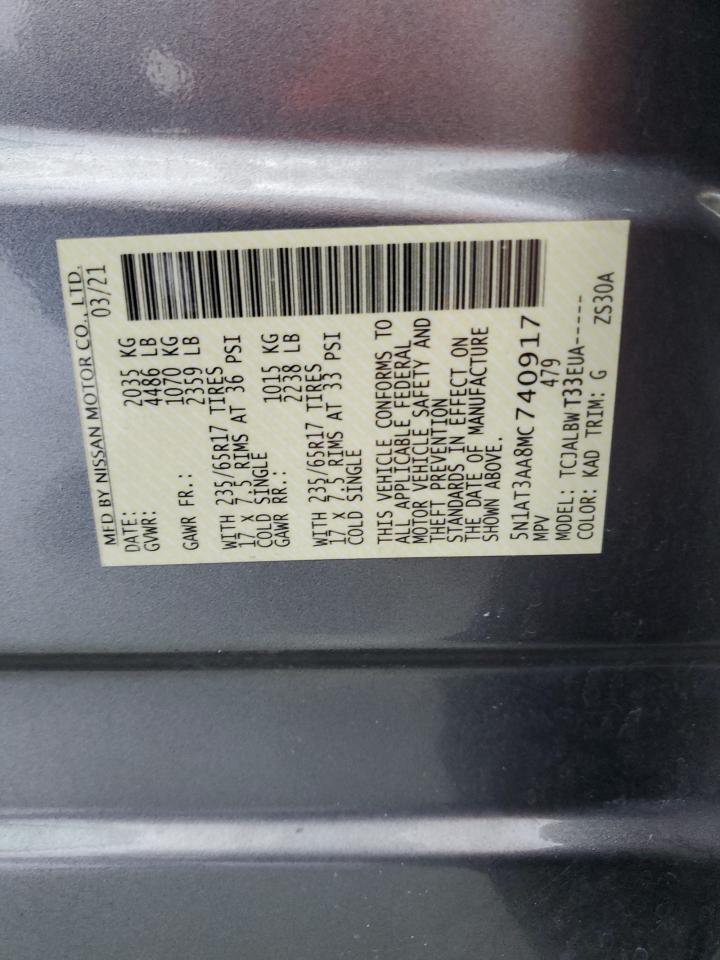 2021 Nissan Rogue S VIN: 5N1AT3AA8MC740917 Lot: 64123794