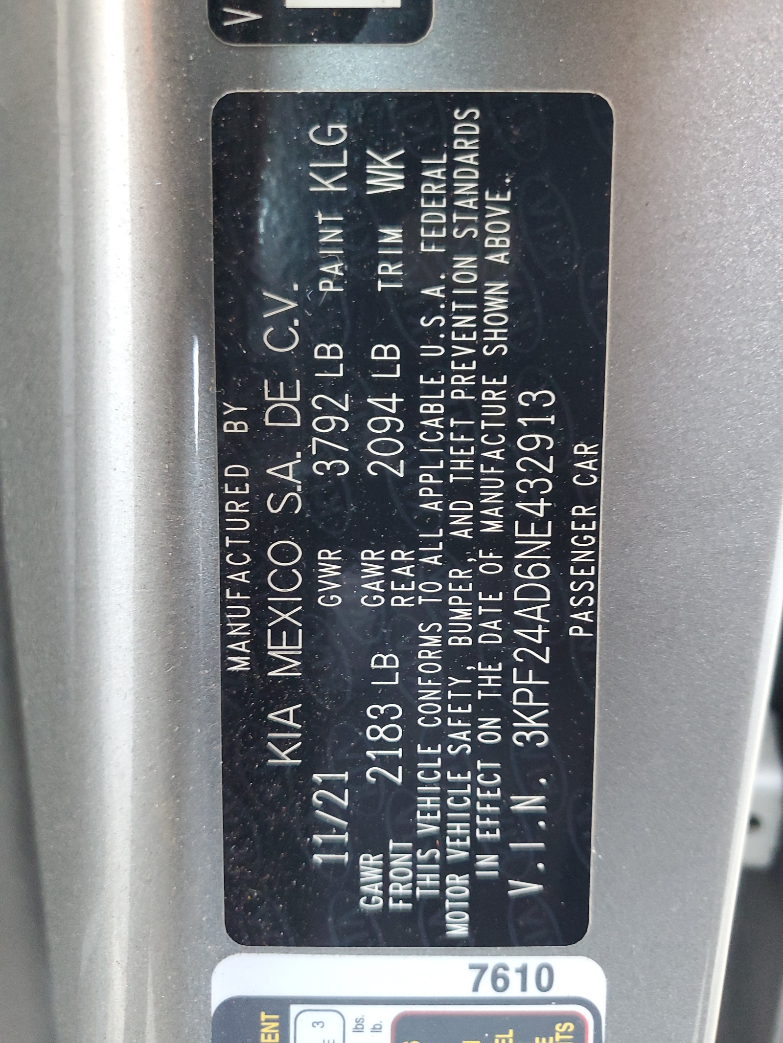 3KPF24AD6NE432913 2022 Kia Forte Fe