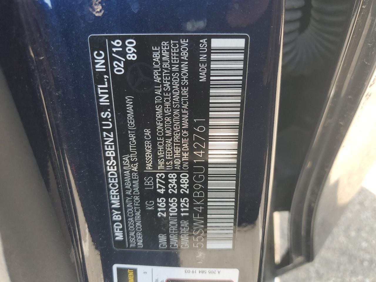 2016 Mercedes-Benz C 300 4Matic VIN: 55SWF4KB9GU142761 Lot: 62048164