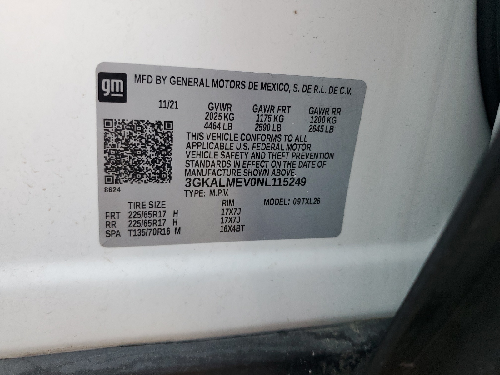 3GKALMEV0NL115249 2022 GMC Terrain Sle