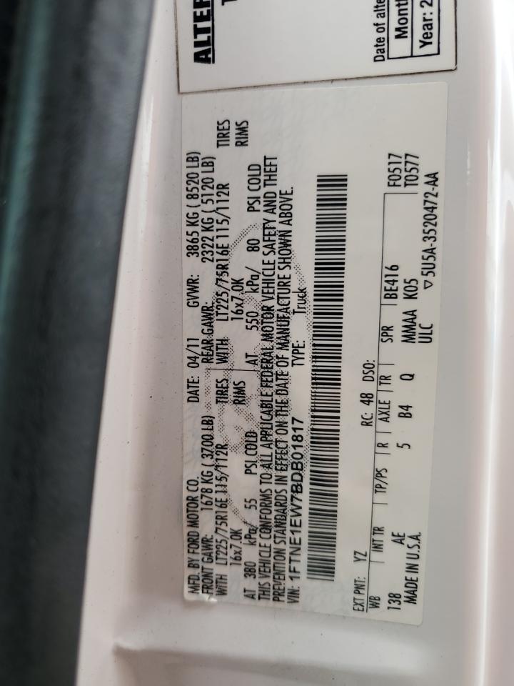 2011 Ford Econoline E150 Van VIN: 1FTNE1EW7BDB01817 Lot: 64815104