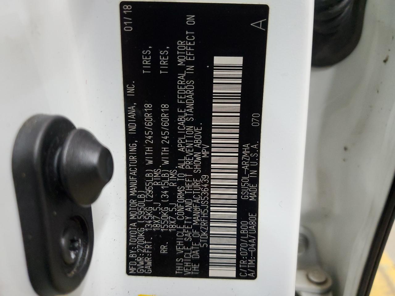 2018 Toyota Highlander Se VIN: 5TDKZRFH5JS536439 Lot: 65092274