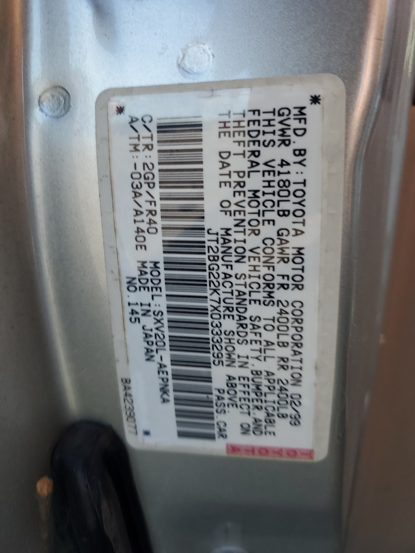 JT2BG22K7X0333295 1999 Toyota Camry Le