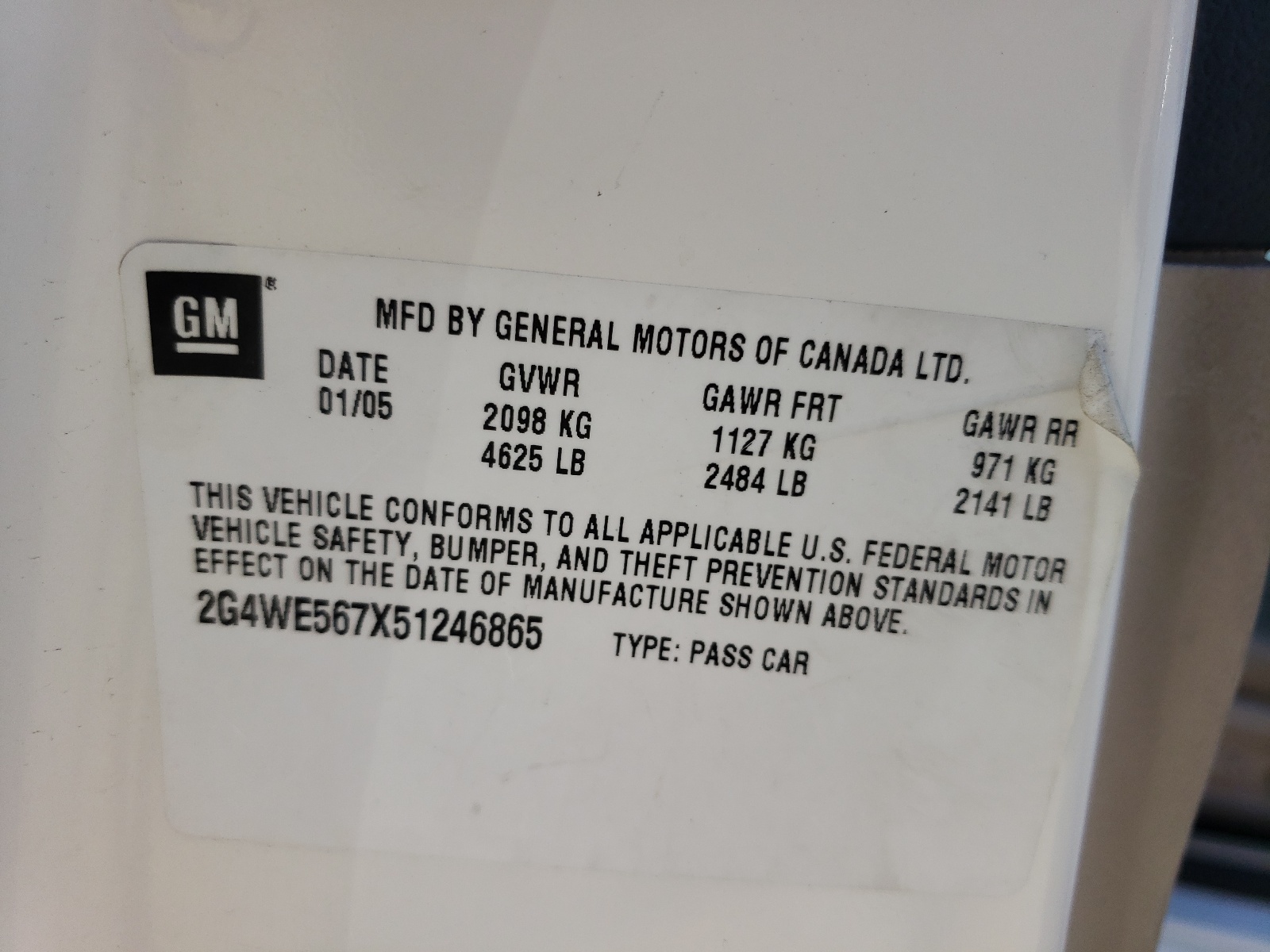 2G4WE567X51246865 2005 Buick Lacrosse Cxs
