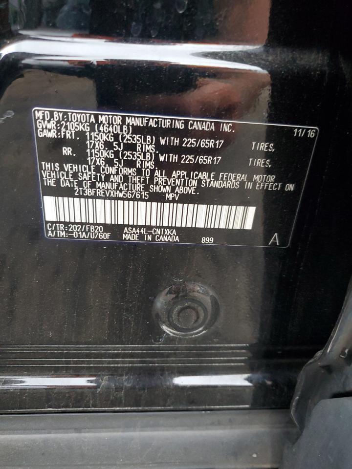 2017 Toyota Rav4 Le VIN: 2T3BFREVXHW567615 Lot: 62710354