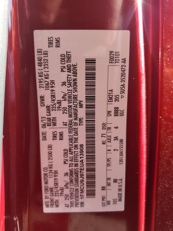 2014 Ford Escape Titanium VIN: 1FMCU9J97EUA13908 Lot: 63900054