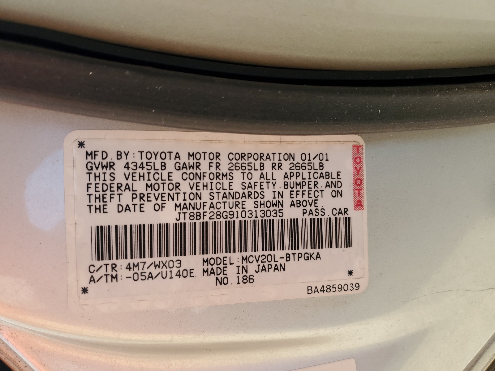 JT8BF28G910313035 2001 Lexus Es 300