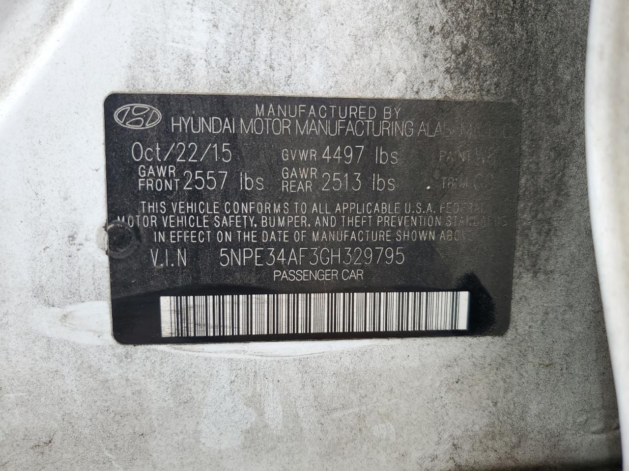 5NPE34AF3GH329795 2016 HYUNDAI SONATA - Image 12