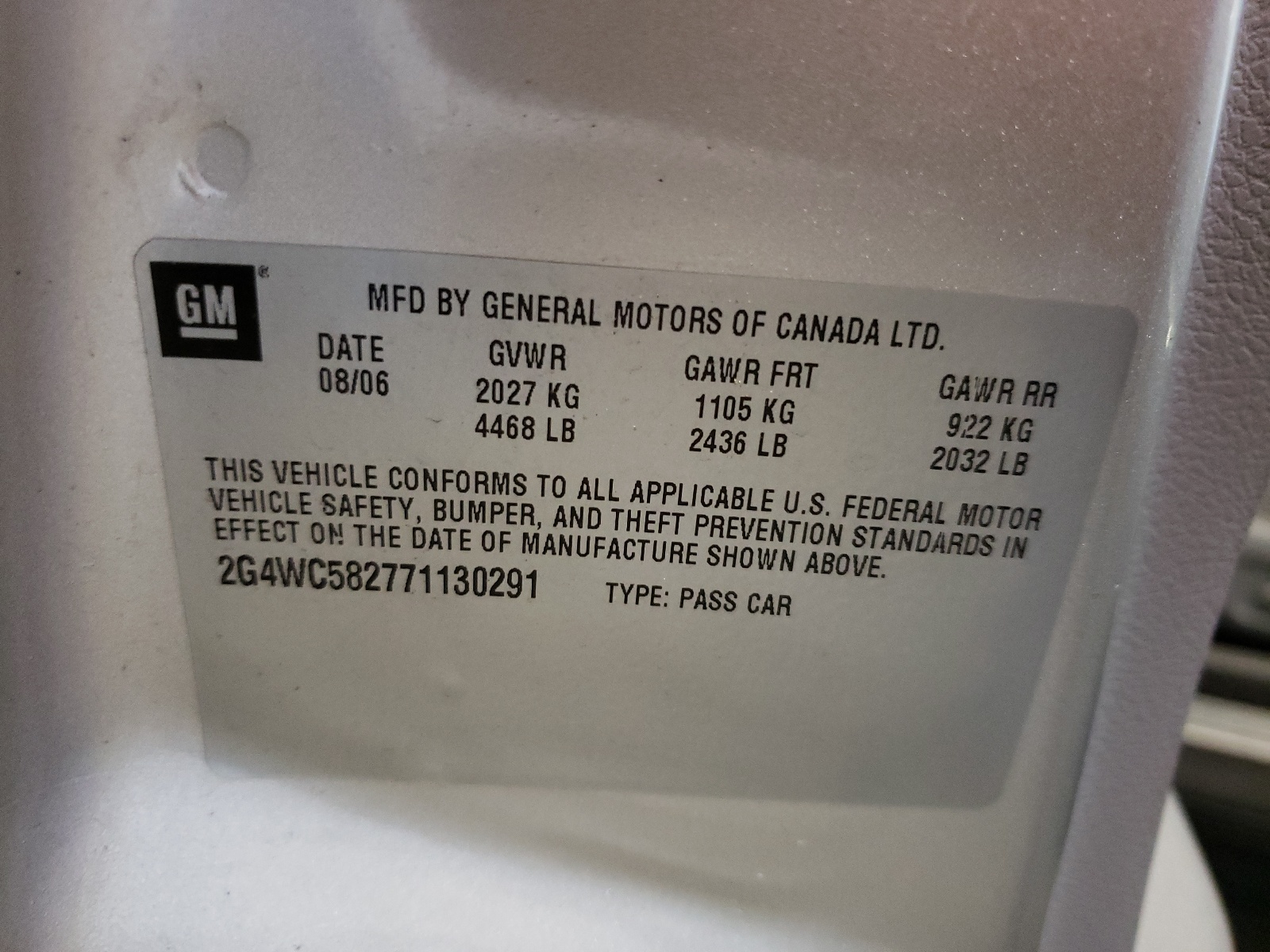 2G4WC582771130291 2007 Buick Lacrosse Cx